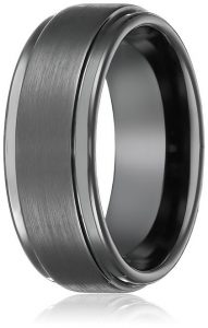 8mm Black High Polish Tungsten Carbide Men's Wedding Band Ring in Comfort Fit and Matte Finish
