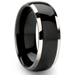 8mm Black Tungsten Carbide Ring Wedding Engagement Band Domed Bright Polished Finish