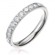 3 mm Women's Titanium Silvery Cz Stone Inlay Eternity Ring Wedding Engagement Band