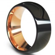Black Domed Tungsten Carbide Rings Rose Gold Interio