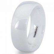 8mm White Ceramic Wedding Ring Classic High Polished Band