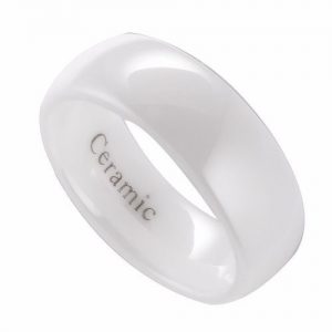 8mm White Ceramic Wedding Ring Classic High Polished Band