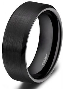 4mm 6mm 8mm Black Ceramic Rings Brushed Comfort Fit Wedding Band for Men Women