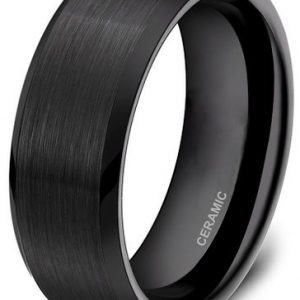 4mm 6mm 8mm Black Ceramic Rings Brushed Comfort Fit Wedding Band for Men Women