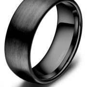 8mm Men's Brushed Black Ceramic Ring Matte Finish Comfort Fit Wedding Band