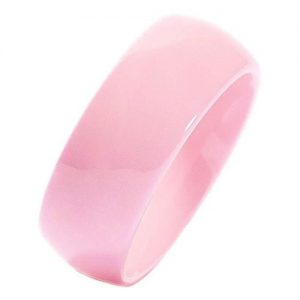 Pink Ceramic Wedding Ring Classic High Polished Band 8mm