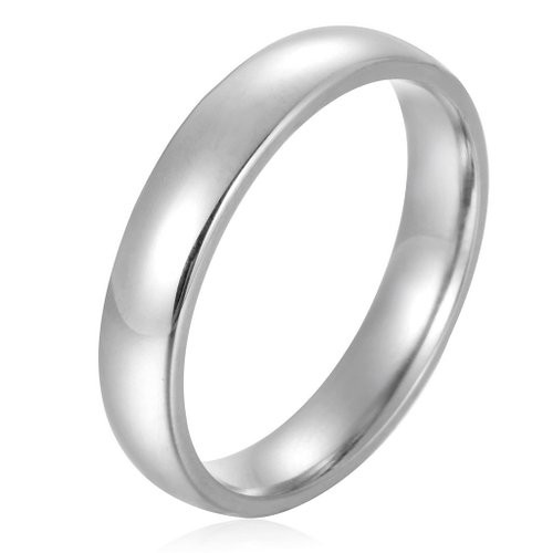 Stainless Steel Womens Mens Plain Wedding Band Ring Polished Charm 4mm