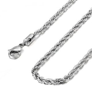 4mm Mens Womens Stainless Steel Twist Rope Chain Necklace 18-36 Inch