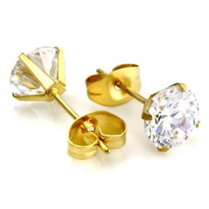 5 Pairs Assorted Sizes Wholesale Lot Stainless Steel Cubic Zirconia Stud Earrings