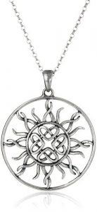 Sterling Silver Celtic Love Knot Sun Pendant Necklace, 18"