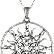 Sterling Silver Celtic Love Knot Sun Pendant Necklace, 18″