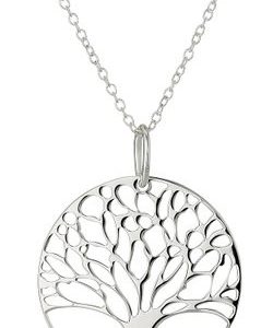 Sterling Silver Tree of Life Disk Chain Pendant Necklace