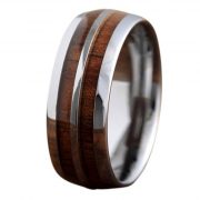 8mm Tungsten Wood Ring with Genuine Koa Wood, Mens Wood Ring Comfort Fit With a Tungsten Center Stripe