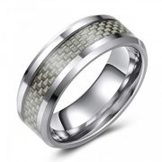 Tungsten Wedding or Fashion Ring with Carbon Fiber Inlay – Modern – Hip – Trendy – Chic – Comfort Fit