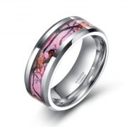 6mm/8mm Tungsten Deer Antlers Camouflage Inlay Hunting Ring Wedding Engagement Band