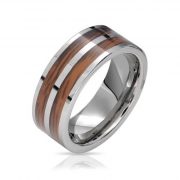Double Wood and Tungsten Wedding Band