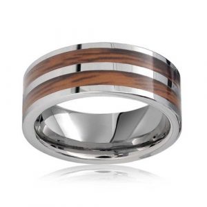Double Wood and Tungsten Wedding Band