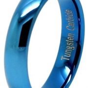 Unisex 6mm Classic Blue Plated High Polished Comfort Fit Domed Tungsten Ring Wedding Band