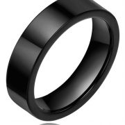 6mm Tungsten Men's Women's Black Plated High Polish Glossy Ring Comfort Fit Wedding Band