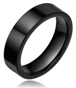 6mm Tungsten Men's Women's Black Plated High Polish Glossy Ring Comfort Fit Wedding Band