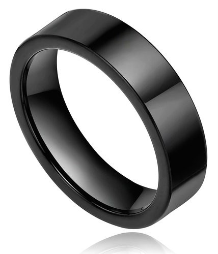 6mm Tungsten Men’s Women’s Black Plated High Polish Glossy Ring Comfort Fit Wedding Band