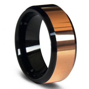 8mm Rose Gold Beveled Tungsten Carbide Rings Top Polished Wedding Bands