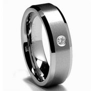 6mm Tungsten Ring Unisex Wedding Band with Cubic Zircon Stone in Comfort Fit Matte Finish
