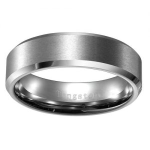 6mm Tungsten Ring for Men Matte Finish Polished Edge Mens Wedding Band