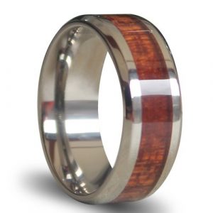 Titanium Ring Inlaid with Wood, 8mm Wide Comfort Fit Wedding Ring Engagement Ring Anniversary Ring Promise Ring