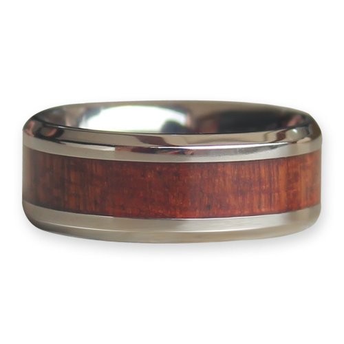 Titanium Ring Inlaid with Wood, 8mm Wide Comfort Fit Wedding Ring Engagement Ring Anniversary Ring Promise Ring