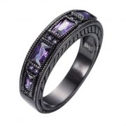 European Wedding Band Ring Purple Stone