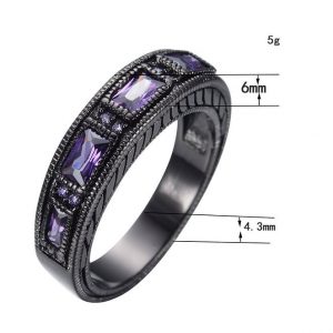 European Wedding Band Ring Purple Stone