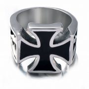 Fashion Vintage Jewelry Mens Stainless Steel Finger Rings Unique Cool Gothic Iron Cross Ring Band Designs Biker Punk Rock