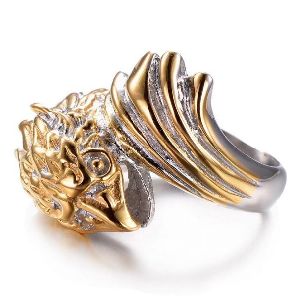Gold Silver Stainless Steel Ring Vintage Cool Owl