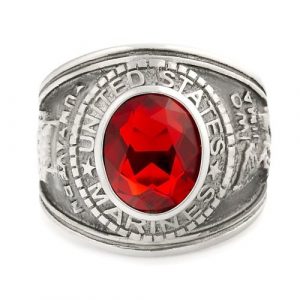 Mens 5.0ct Simulated Ruby USA Marines Military Signet Ring 316 Steel