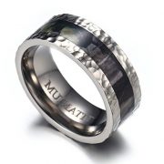 8mm Men’s Camouflage Hunting Titanium Wedding Band Ring With Hammered Finish