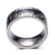8mm Men’s Camouflage Hunting Titanium Wedding Band Ring With Hammered Finish