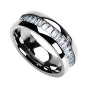 8mm Titanium Cut Cubic Zirconia Eternity Band Men’s Wedding Ring