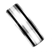 8mm Titanium Band Sterling Silver Strips Black Epoxy Inlay Men’s Wedding Ring