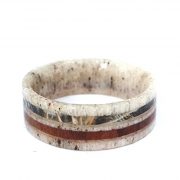 Solid Deer  Antler Rings with Camo and Wood inlay,Outdoor Hunting Wedding Band Ring