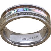 Men’s Deer Antler Ring, Tungsten Ring With Koa Wood And Abalone