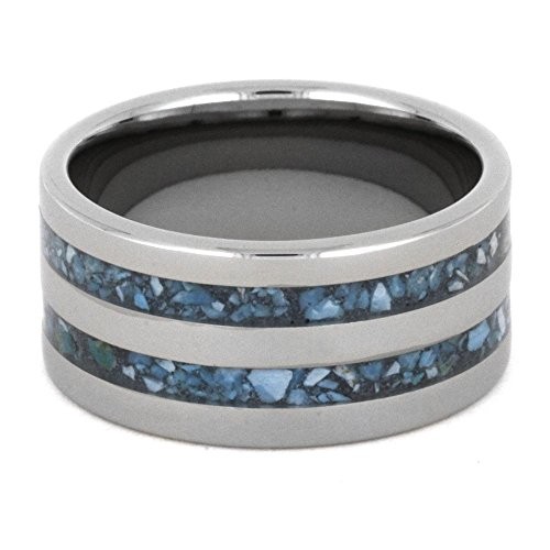 Turquoise Ring For Men, Titanium Wedding Band, Handmade Jewelry